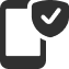 Ícone de celular com escudo de verificação representando compra segura