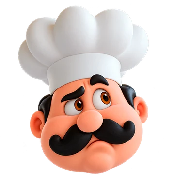 Tio João de chapéu de chef, com cara de dúvida