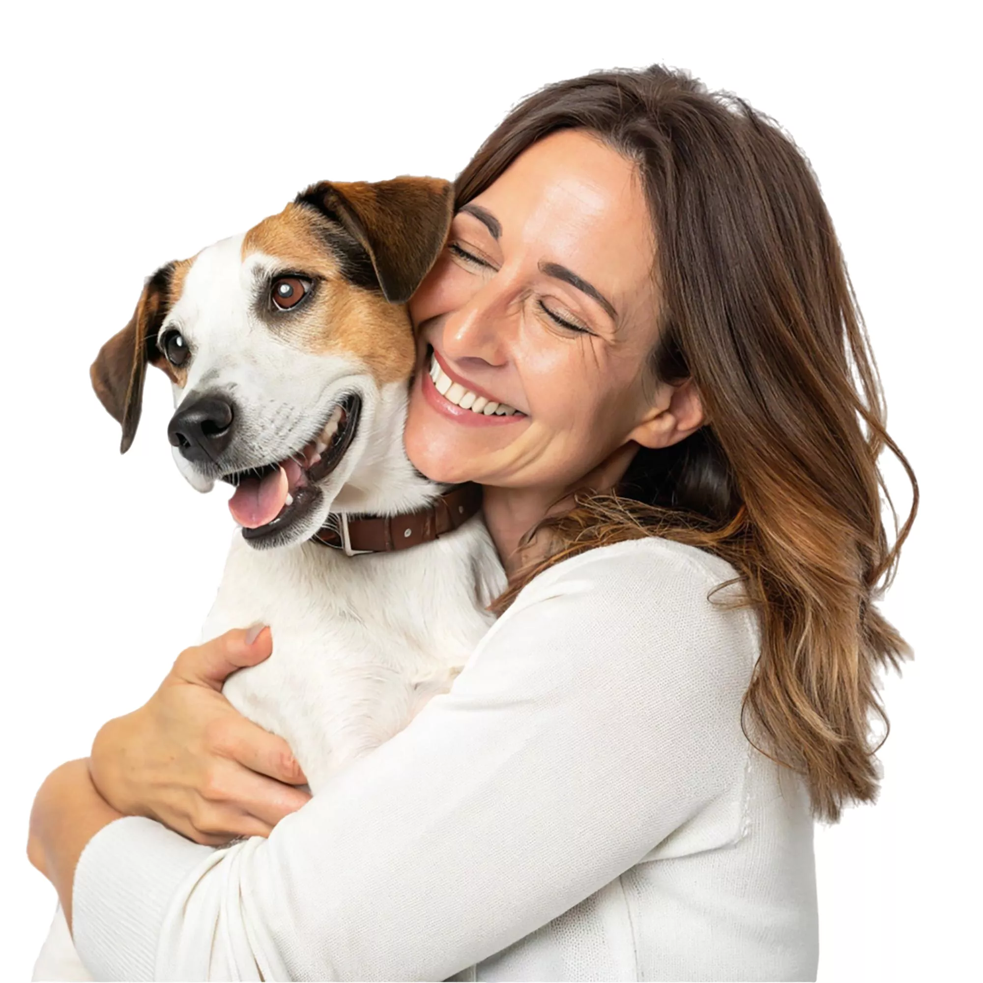 Mulher abraçando seu cachorro com carinho — Convênio Pet
