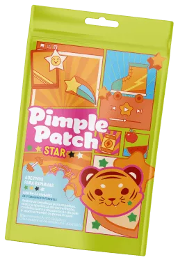 Embalagem laranja do Pimple Patch Star com leãozinho