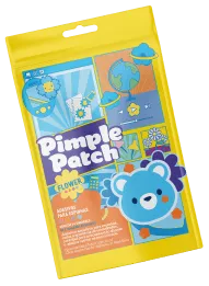 Embalagem azul do Pimple Patch com ursinho